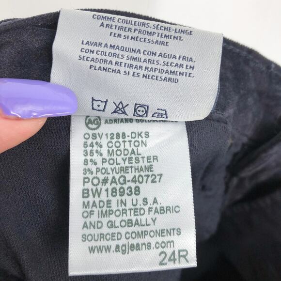 AG ADRIANO GOLDSCHMIED The Legging Velvet Jeans 24R US 00 Black Skinny NWT - Picture 12 of 13